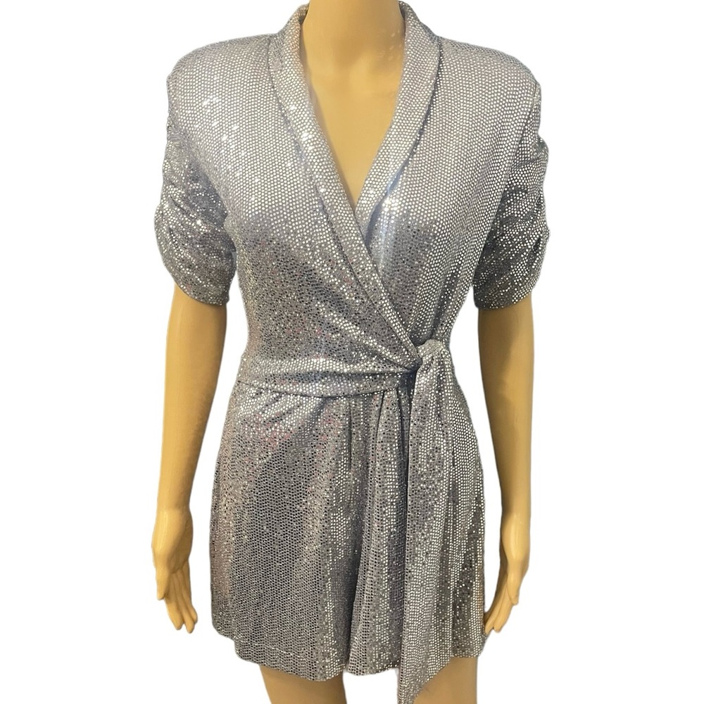 ZARA Silver Sequin Romper